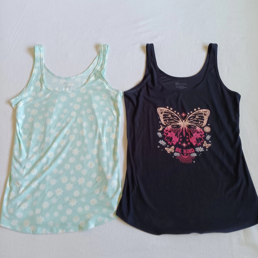 No Boundaries Sz L 11-13yrs Tank Top 2 Pc Set Black Butterfly 'Be Kind' & Floral